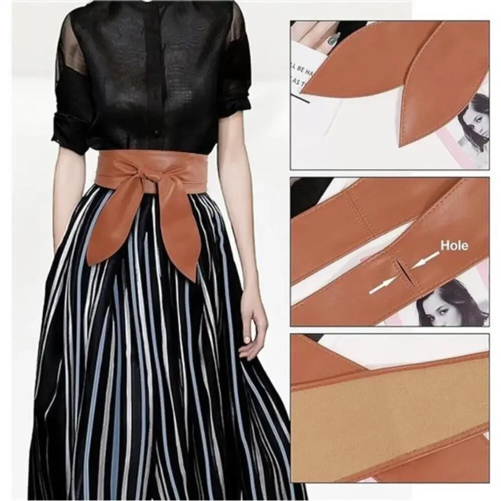 2/$30 Obi Belt Wide Wrap Around Waist Boho Gypsy Self Tie Brown Cinched Corset
